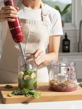 KOIO Red Immersion Hand Blender Chopper Set